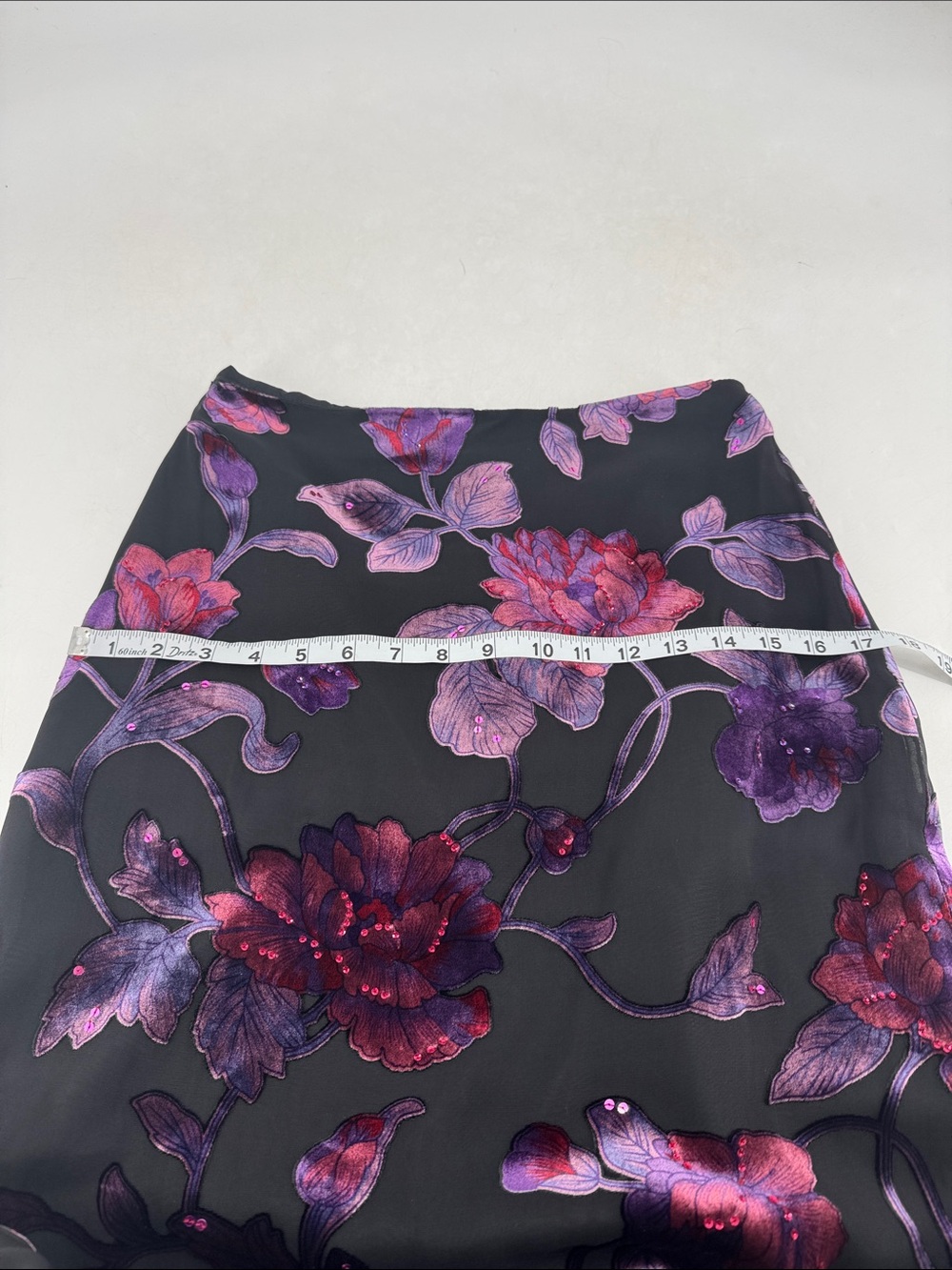 St. John Kelly and Diane Vintage 90s Whimsigoth Fairy Burnout Velvet Silk Skirt - Picture 13 of 16